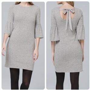 WHBM Gray Super Soft‎ Knit Satin Tie Back Mini Dress women’s size XL